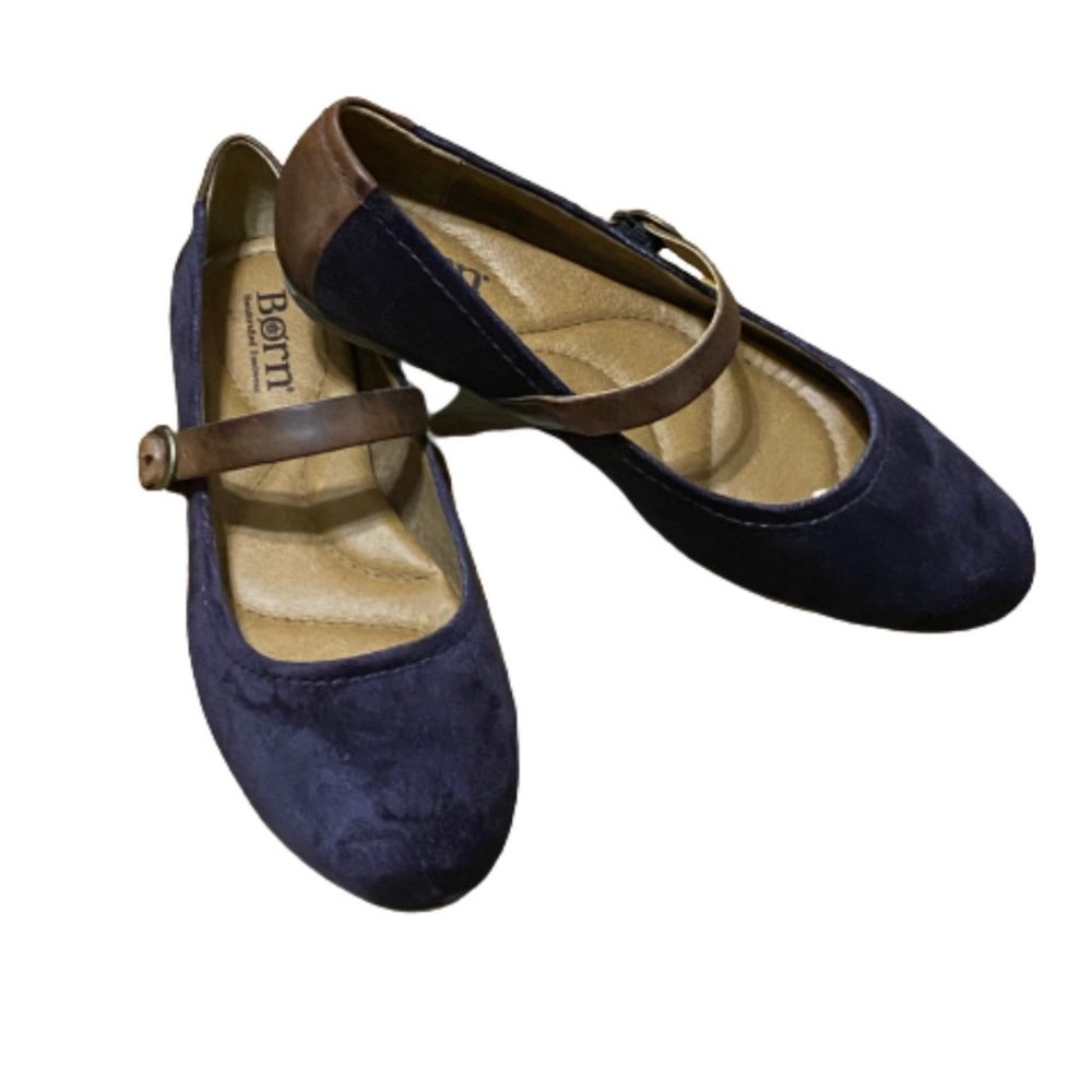 Born Women’s Maree Mary Jane Burgundy / Brown Velvet Shoes 8 M